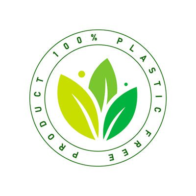 100% Plastic Free Product logo.