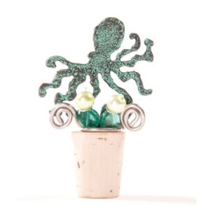 Reclaimed Metal Wine and Bottle Stoppers Octopus Image