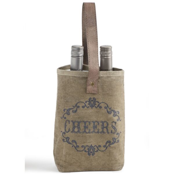 Recycled Canvas Wine Totes Cheers Double Image