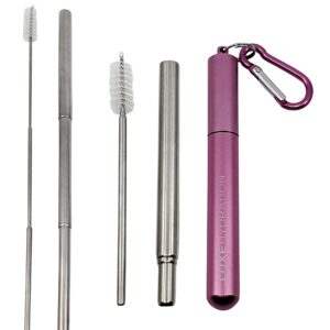 Metal Silver Colored Straw Pink Image